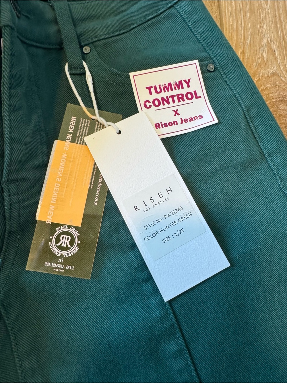 Risen Hunter Green Tummy Control Wide Leg Jeans size 1 / 25 New With Tags - Picture 6 of 9